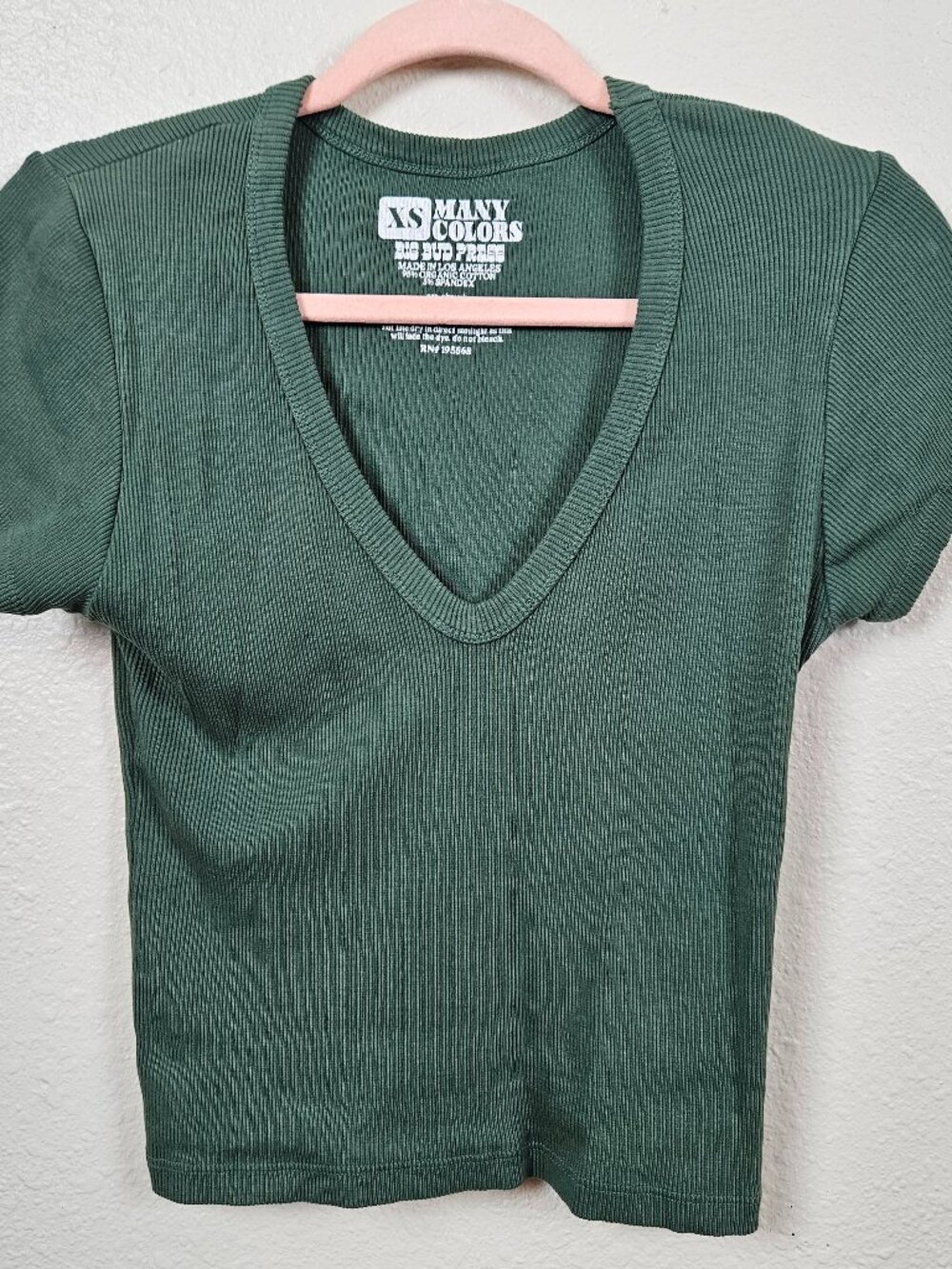 Big bud press green v neck cotton tee shirt XS